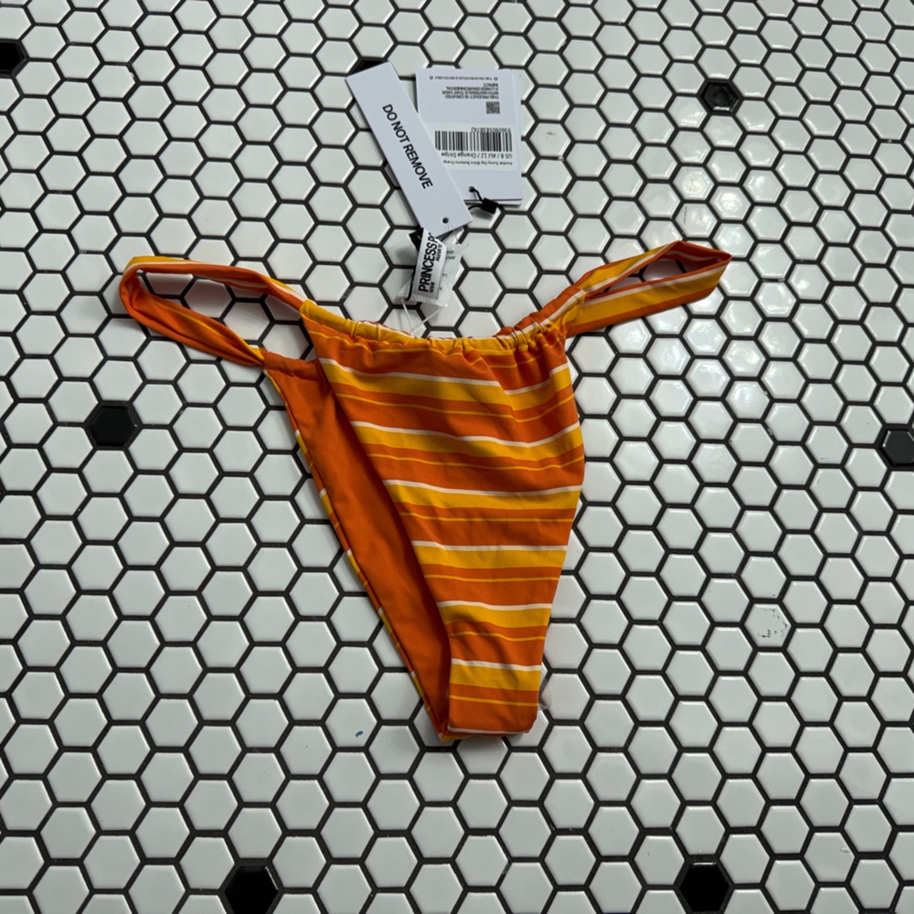 NWT princess polly Orange Striped Women's Swim Bottom size 8